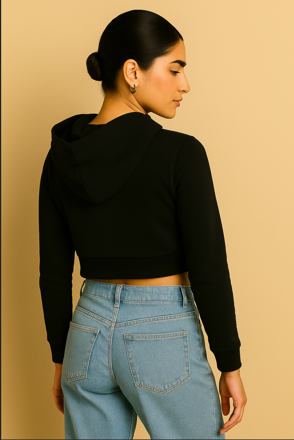 Women Cropped Hoodie | Black