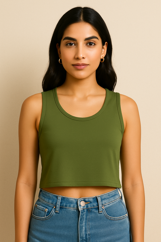 Crop Tank | Olive Green