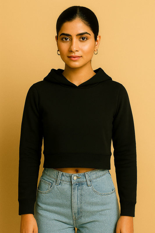 Women Cropped Hoodie | Black